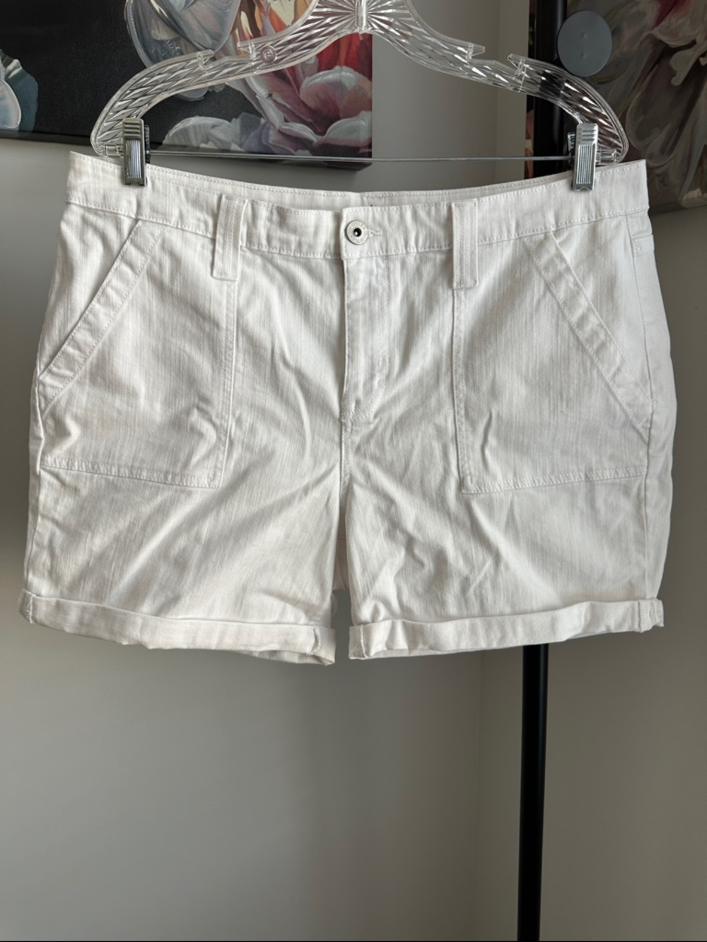 Style & Co. White Roll-Cuff Cotton Blend Jean Shorts